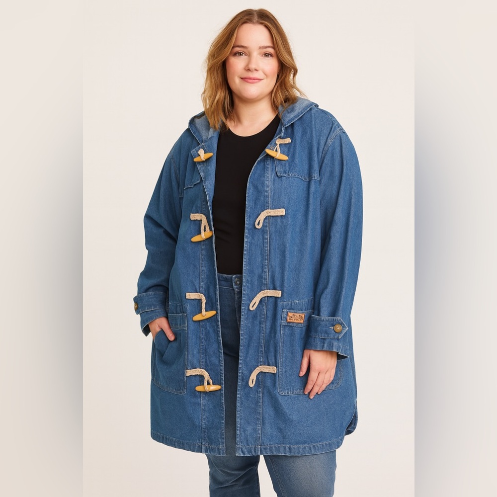 Denim &‎ Co. Blue Cotton Denim Toggle Jacket Sz. 2X